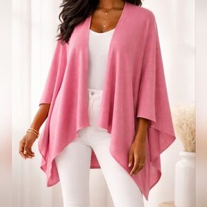 Women’s Soft Pink Open Front Lightweight Cardigan - Easy Care Wear